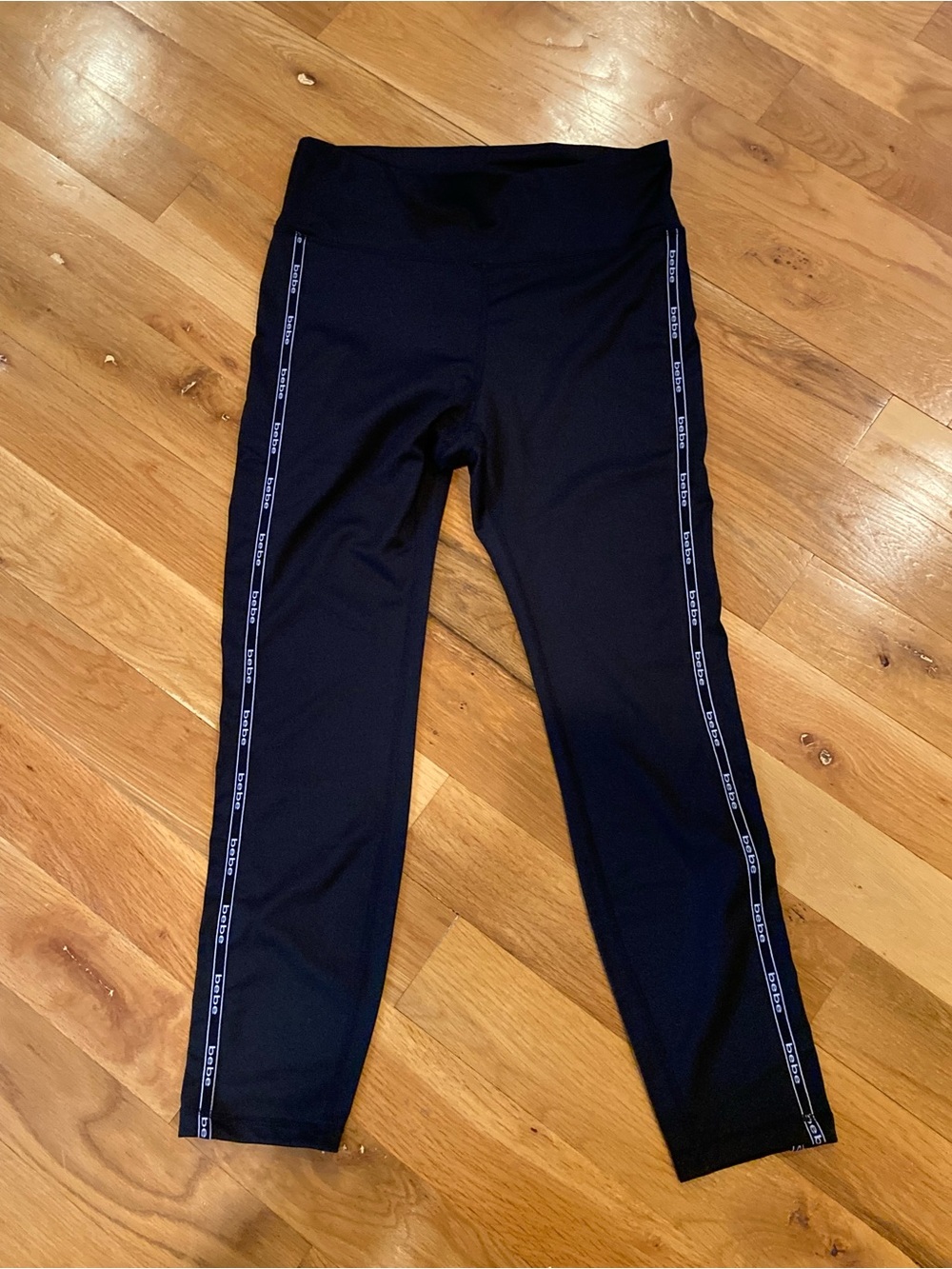 ⭐️⭐️ bebe Black Leggings with Side Logo Tape - size L